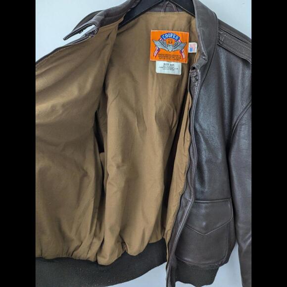 [SOLD] VTG COOPER SPORTSWEAR Sz 44R A-2 Flight Bomber Jacket Brown Goatskin - Picture 10 of 10